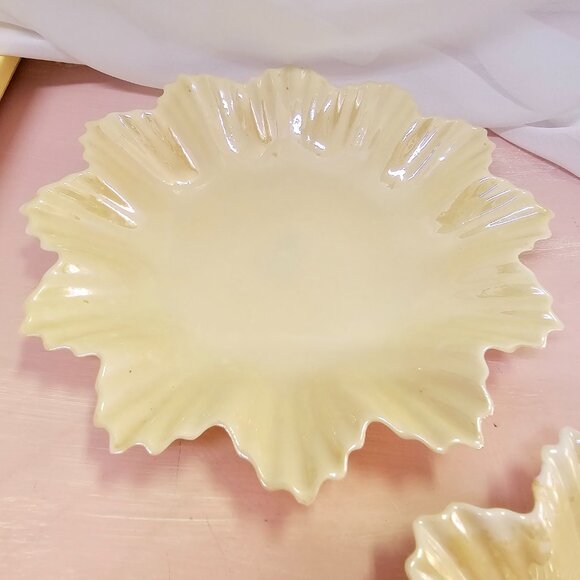 Porcelain 2pc Set Leaf or China Star Plate, Candy Dish, Nut, Vintage, 1955-65 - Picture 4 of 8